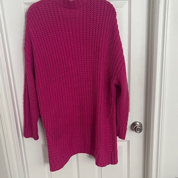 One A Cable Knit Open-Front Cardigan - Fuchsia - Picture 2 of 3
